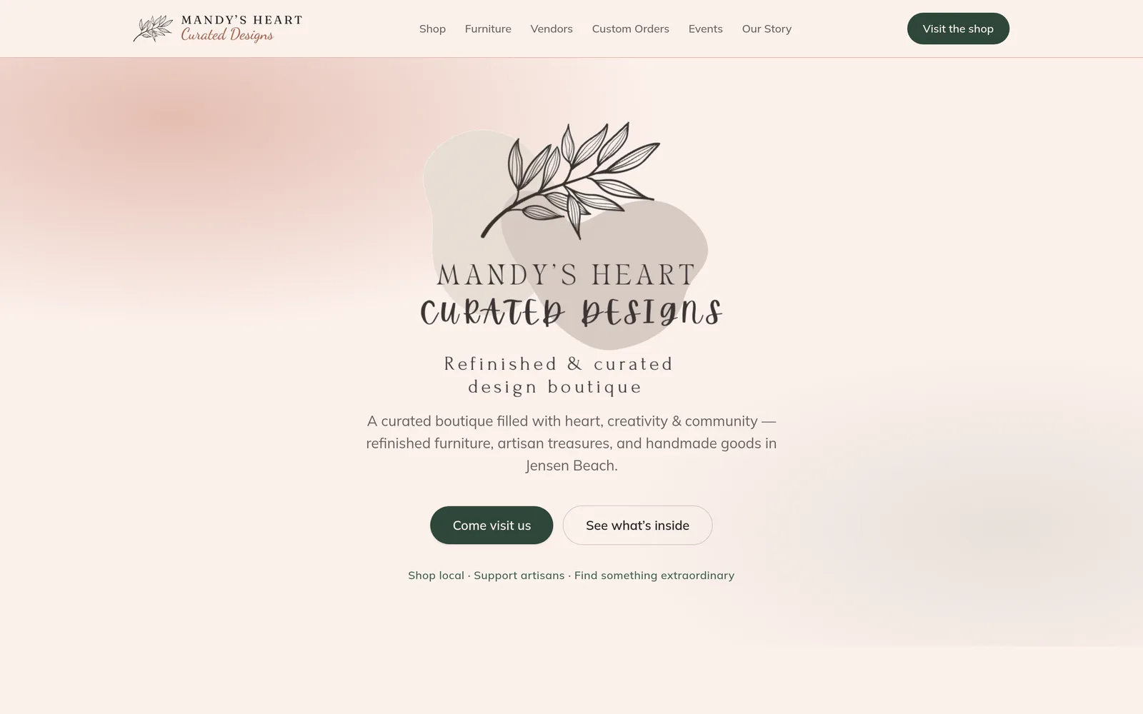 The Mandy's Heart Curated Designs website